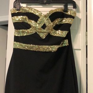 Charlotte Russe Black and gold dress large.